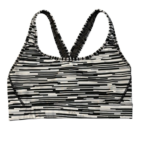 VSX Other - Victoria Secret VSX Monochrome Striped Sports Bra Black White Gray Size S #2006